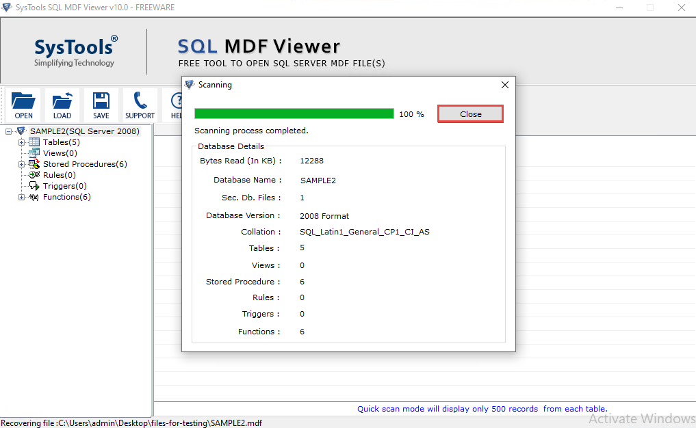 step-3 view MDF file without SQL Server